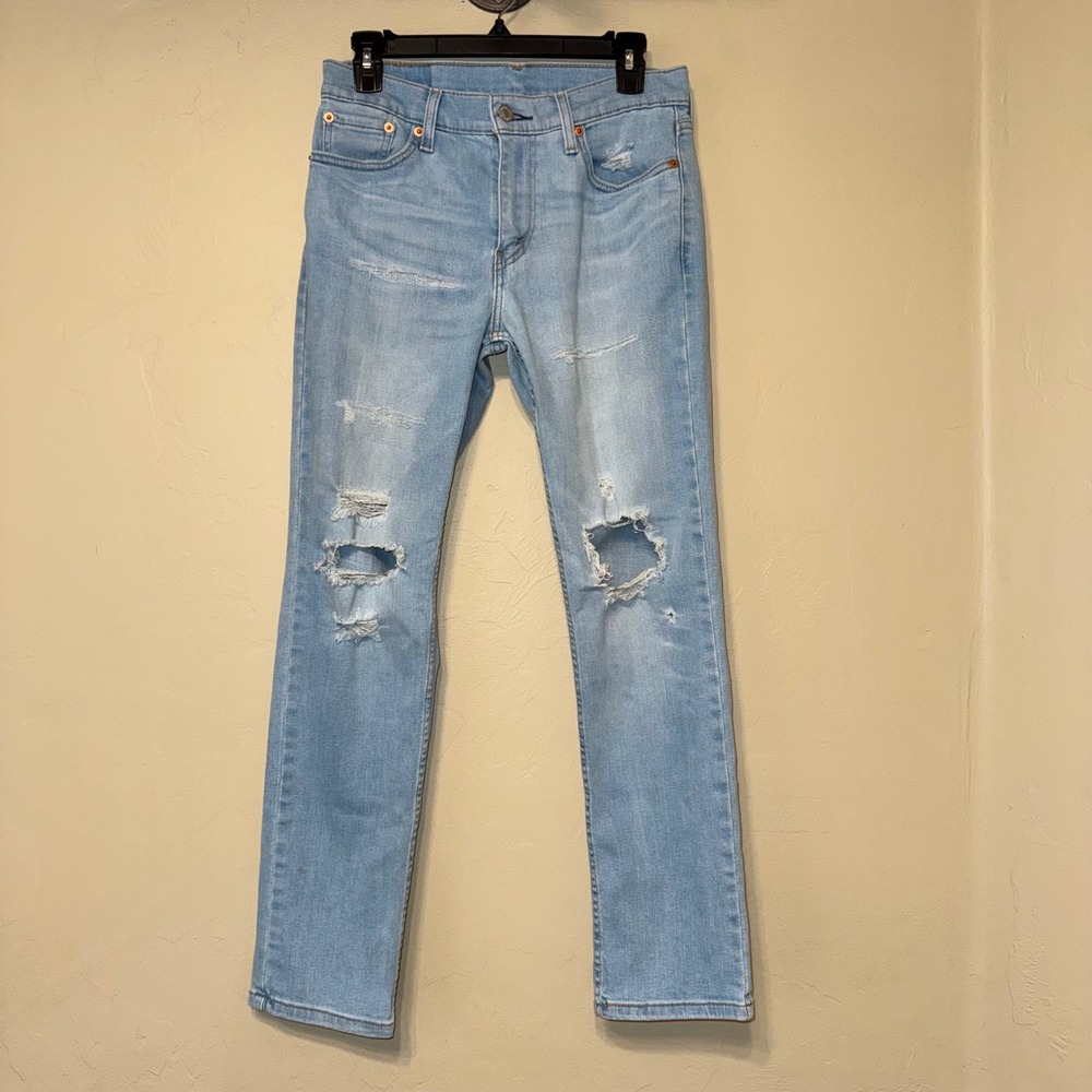 Levi's 511 Slim Fit Jeans‎ W30 L30 Light Wash Distressed Ripped Denim Women's